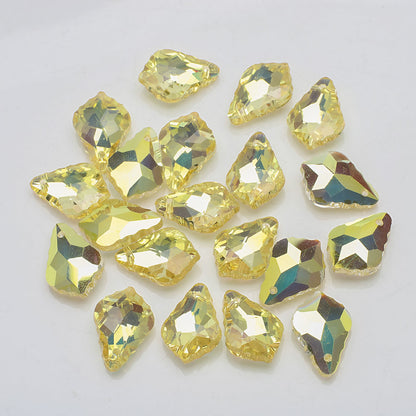 Electroplated Maple Leaf Glass Beads 11x16mm Double-Sided Single Hole 30pcs 34