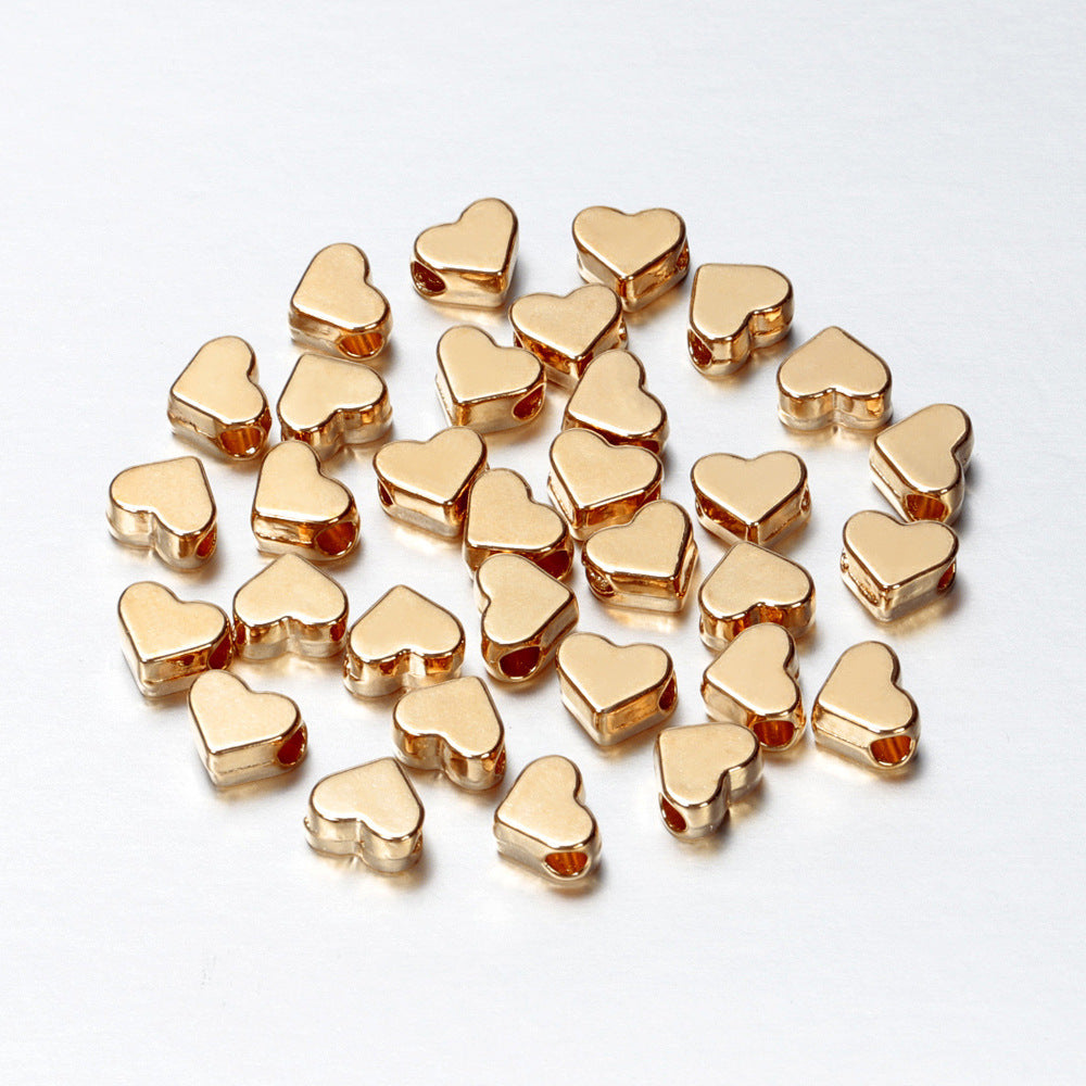 Smooth Flat Heart Acrylic Beads 7mm Shimmering Metallic 200pcs 2