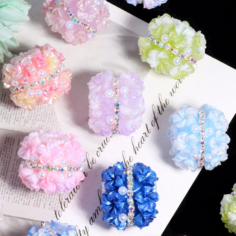 Flower Cluster Clay Beads 22mm Enlaced Pearl Lustre 5pcs 6