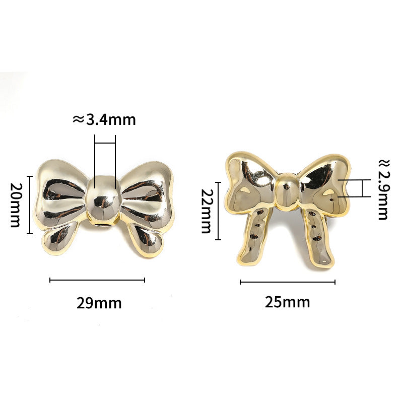 Bow Series CCB Plastic Beads 29mm 25mm Shiny Gold Silver 50pcs 3
