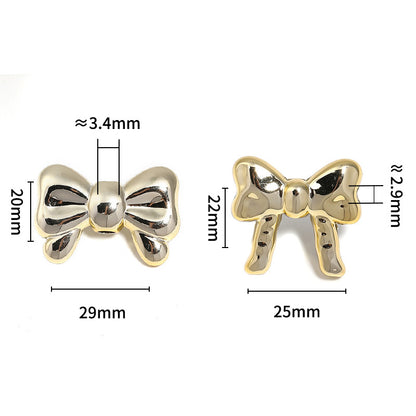 Bow Series CCB Plastic Beads 29mm 25mm Shiny Gold Silver 50pcs 3