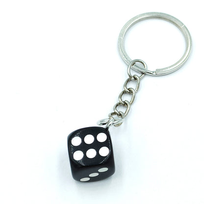 Resin Mini Dice Keychain Colorful Translucent Cube on Silver Chain 10