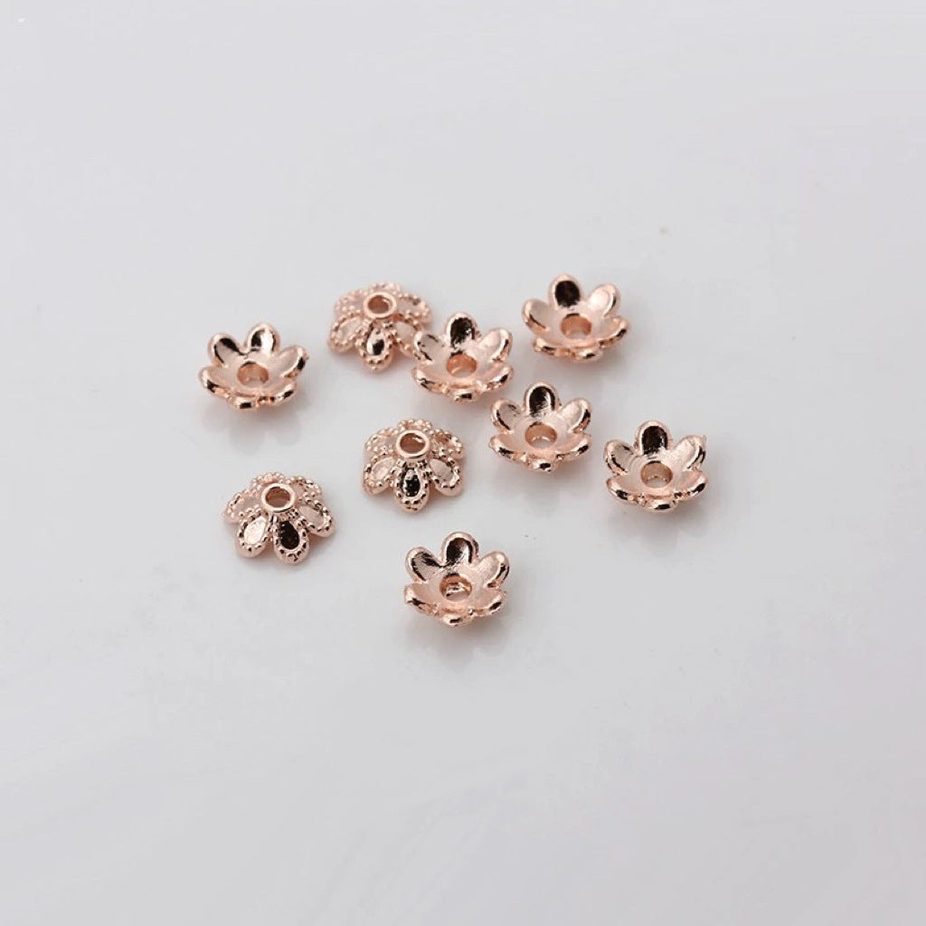 Brass Flower Bead Caps 6/8/10mm Six-Petal 100pcs 7