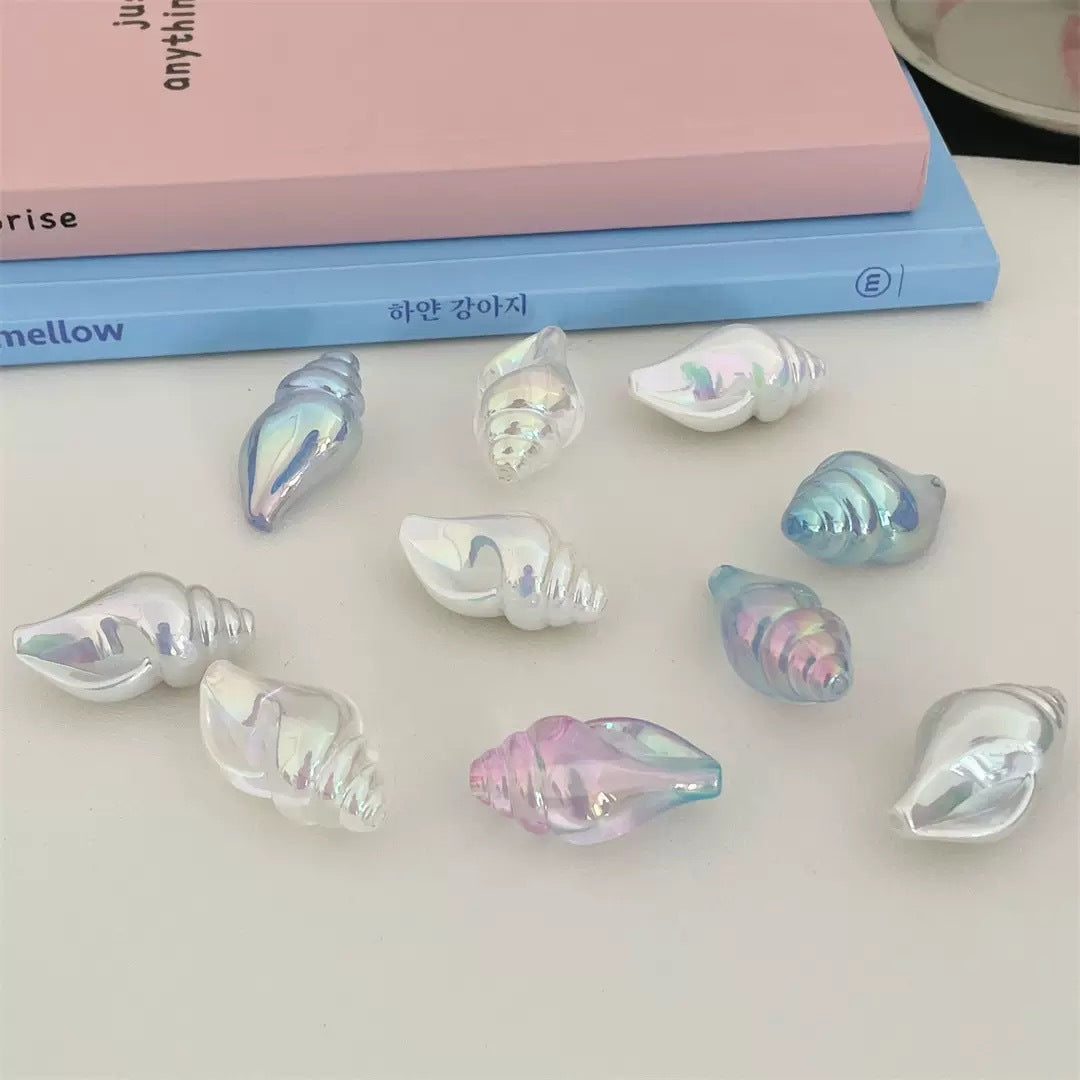 Plating Conch Acrylic Beads 20mm 35mm 3D Gradient Two-Color 50pcs 3
