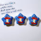 Denim Blue Star Acrylic Beads 26mm Glossy Red Accents 10pcs 9