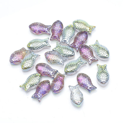 Electroplated Transparent Fish Glass Beads 8x15mm 30pcs 7
