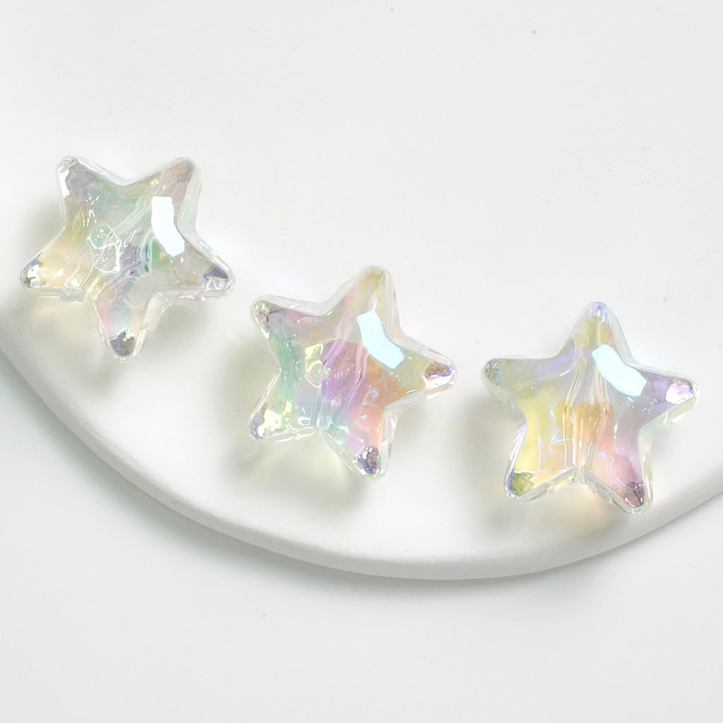 Transparent UV Plating Faceted Pentagram Love Acrylic Beads 19-20mm 50pcs 6