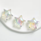 Transparent UV Plating Faceted Pentagram Love Acrylic Beads 19-20mm 50pcs 6