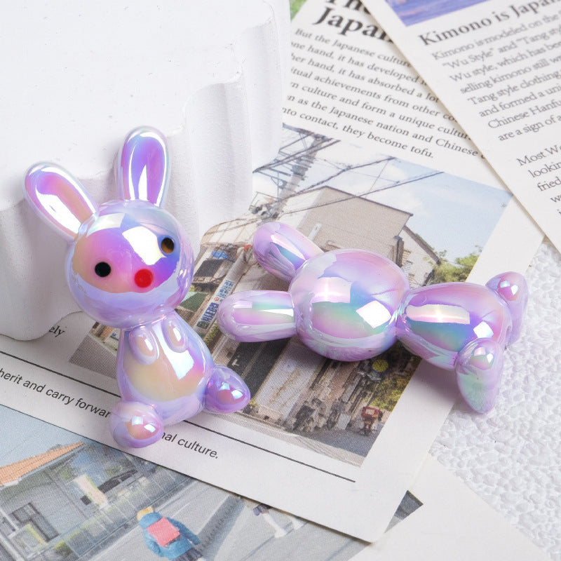 Plating Rabbit Acrylic Beads 38mm Dual Color Glossy 10pcs 7