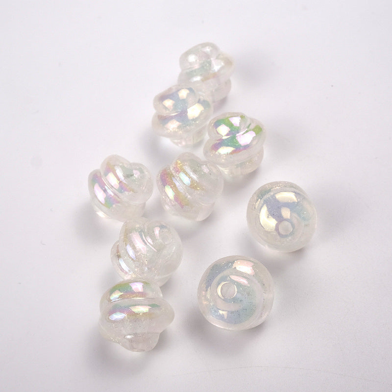 UV Plating Twisted Acrylic Beads 17mm Glitter Powder 50pcs 5
