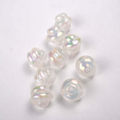UV Plating Twisted Acrylic Beads 17mm Glitter Powder 50pcs 5