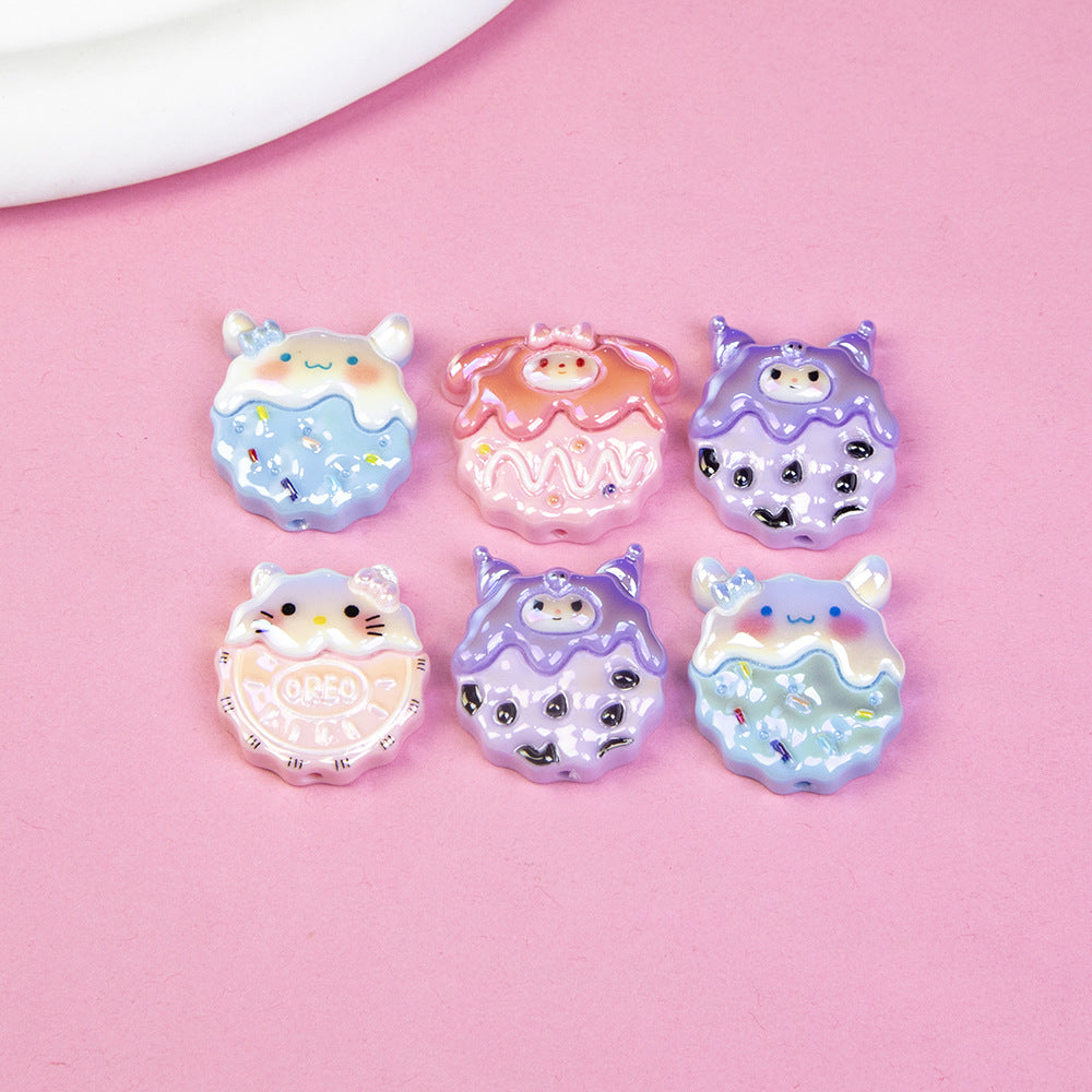 Plating Sanrio Series Cookies Resin Beads Pastel Frosted 10pcs