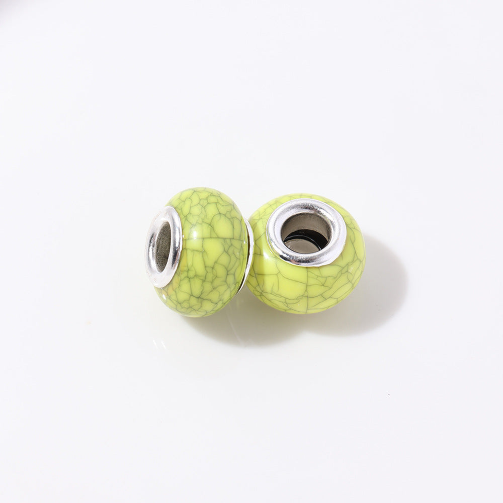 Resin Round Spacer Beads 14mm Imitation Turquoise Pattern 100pcs 14