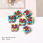 Cheerful Cartoon Animal Printed Acrylic Square Beads 13mm 20pcs 6