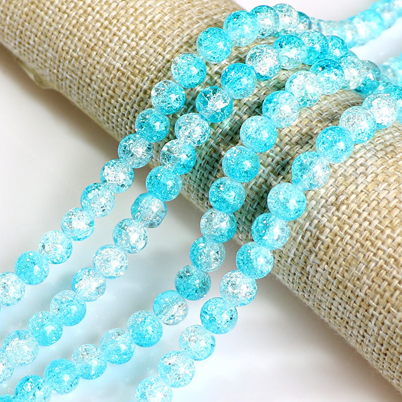 Crackle Round Glass Beads 10mm Vibrant Fractured Texture 2Strands 10