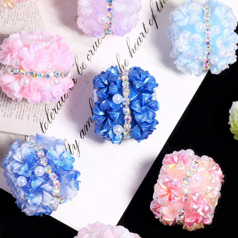 Flower Cluster Clay Beads 22mm Enlaced Pearl Lustre 5pcs 2