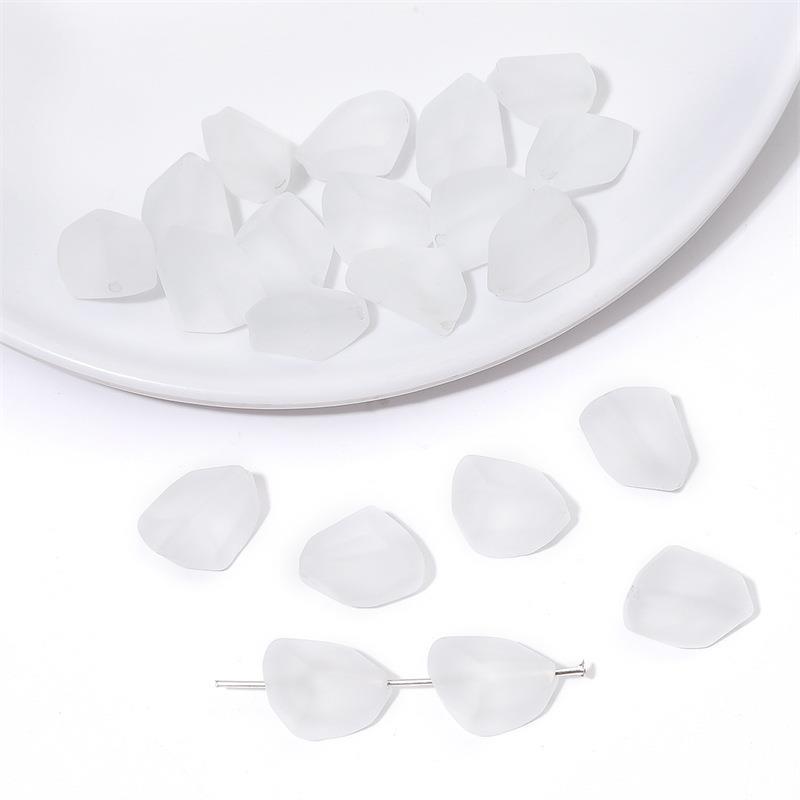 Frosted Irregular Cut Flat Stone Glass Beads 12x15mm Multicolor 10pcs 12