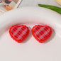 Checkered Lace Heart Acrylic Beads 26mm Colorful Mixed 10pcs 6