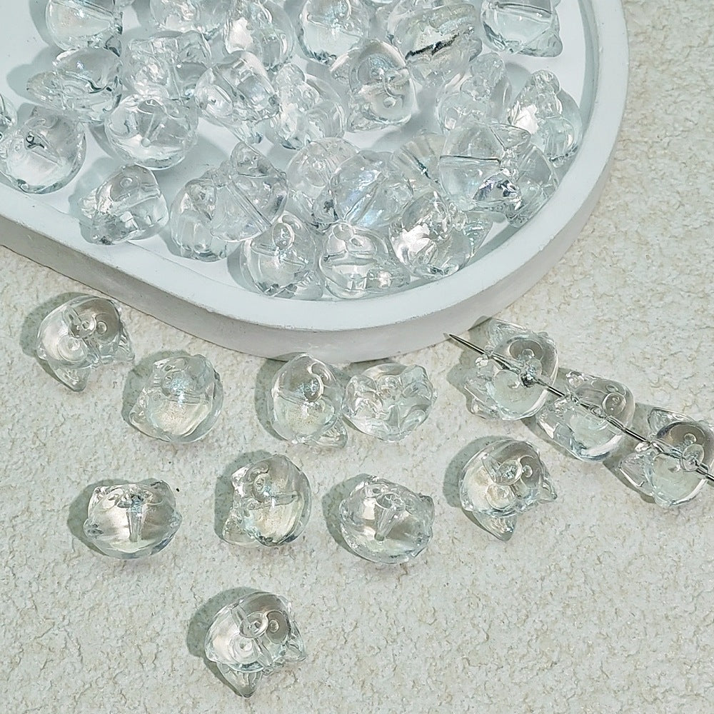 Clear Fox Head Glass Beads 14mm Transparent Playful Design 25pcs 3