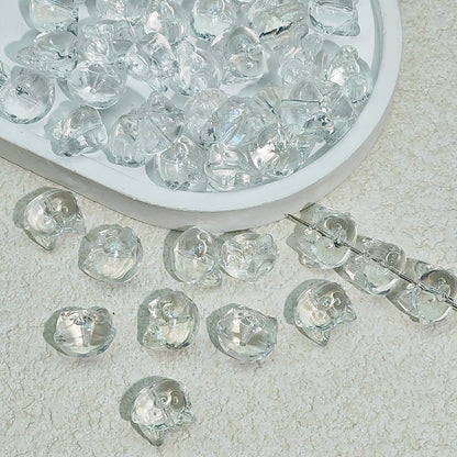 Clear Fox Head Glass Beads 14mm Transparent Playful Design 25pcs 3