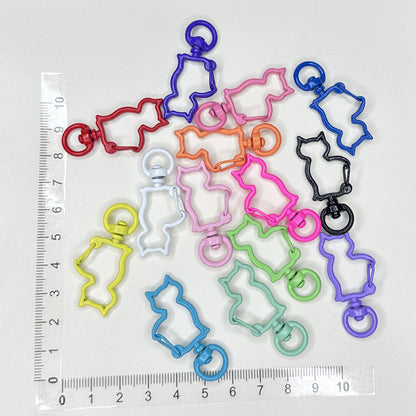 Zinc Alloy Kitten Shaped Colorful Buckle Keychain Clasps 20pcs 37mm 23