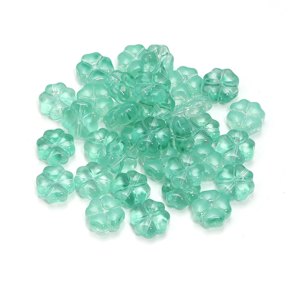 Color Transparent Clover Glass Beads 10mm Assorted Colors 50pcs 20