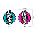 Silicone Focal Beads Lightning White Bolt on Turquoise Rose Petal 20pcs 2