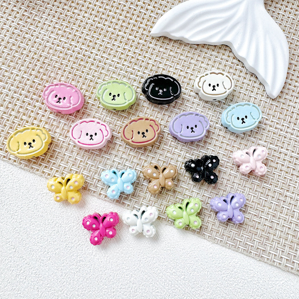 Puppy Butterfly Metal Beads 14mm 12mm Glossy Baked Finish 10pcs 3