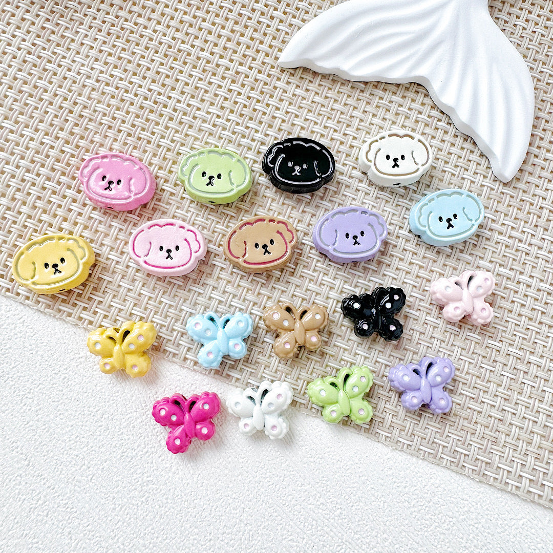 Puppy Butterfly Metal Beads 14mm 12mm Glossy Baked Finish 10pcs 3