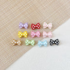 Bow Metal Beads 17mm Baking Painted Checkered Pattern 10pcs 14