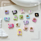 Square Teddy Bear and Luggage Metal Beads 12mm Colorful Painted 10pcs 4