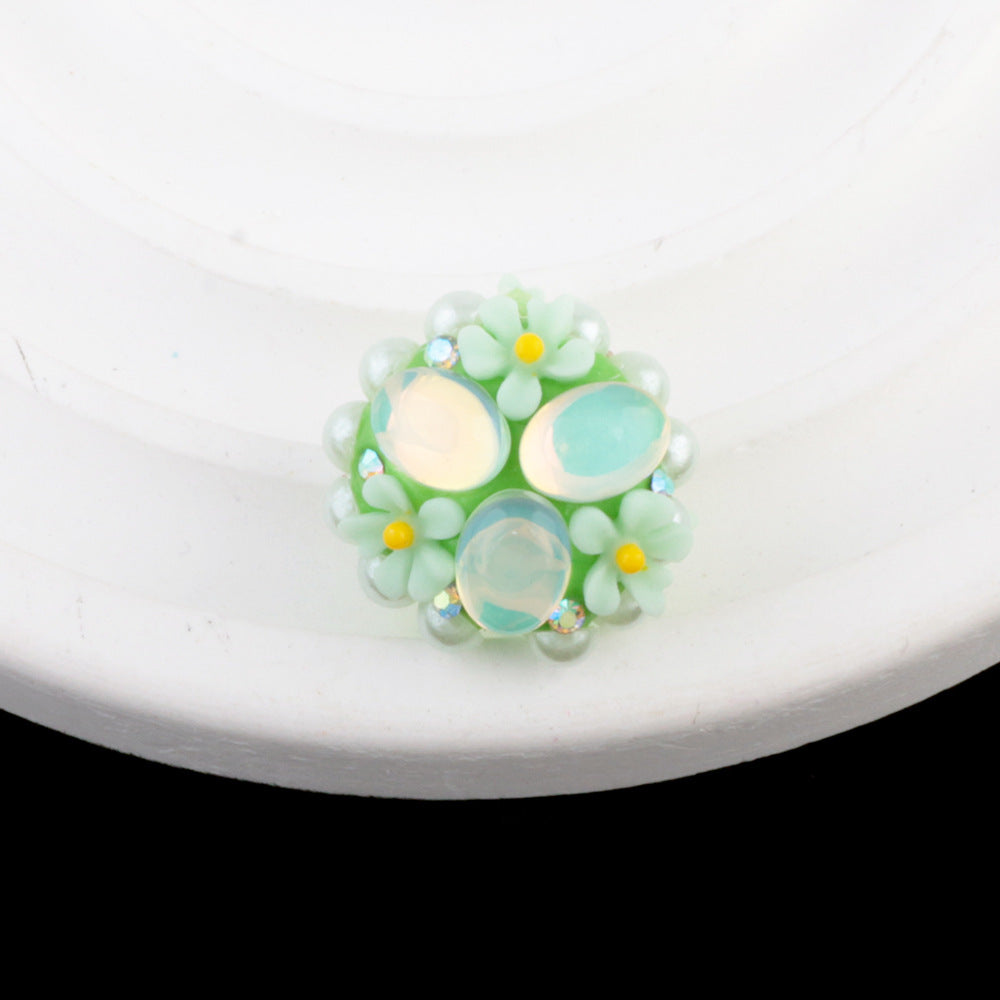 Cat Eye Bubblegum Beads 16mm Triple Flower Cluster Pastel 6pcs 8
