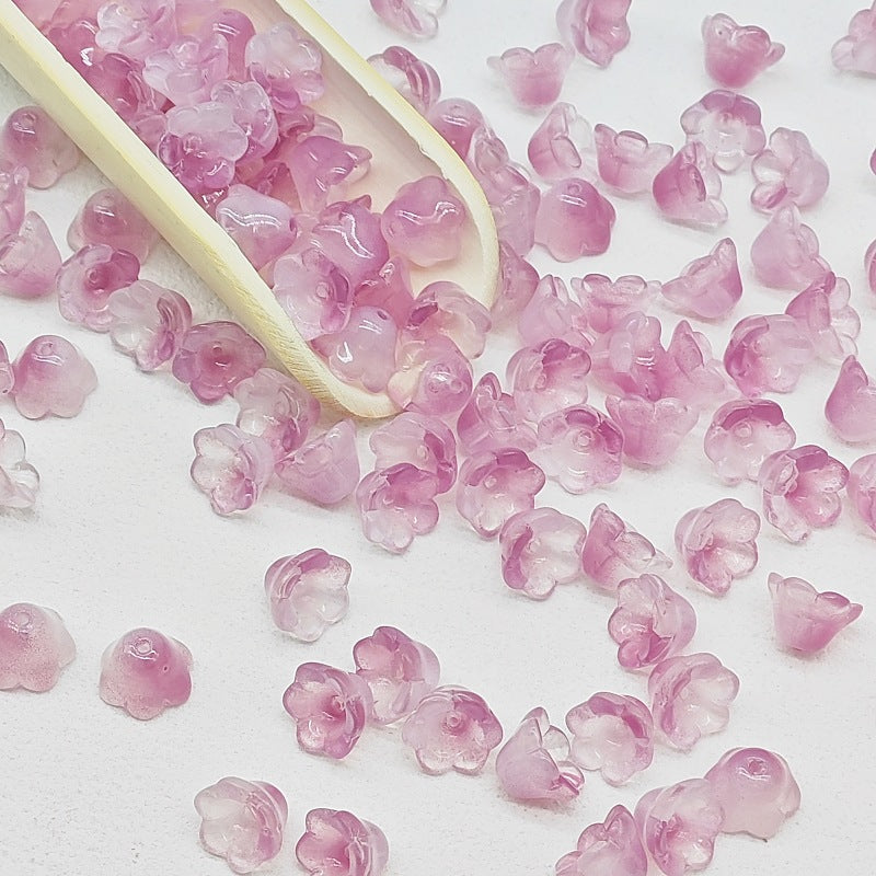 Campanula Flower Glass Beads 7x12mm Frosted Glossy Pastel 50pcs 25