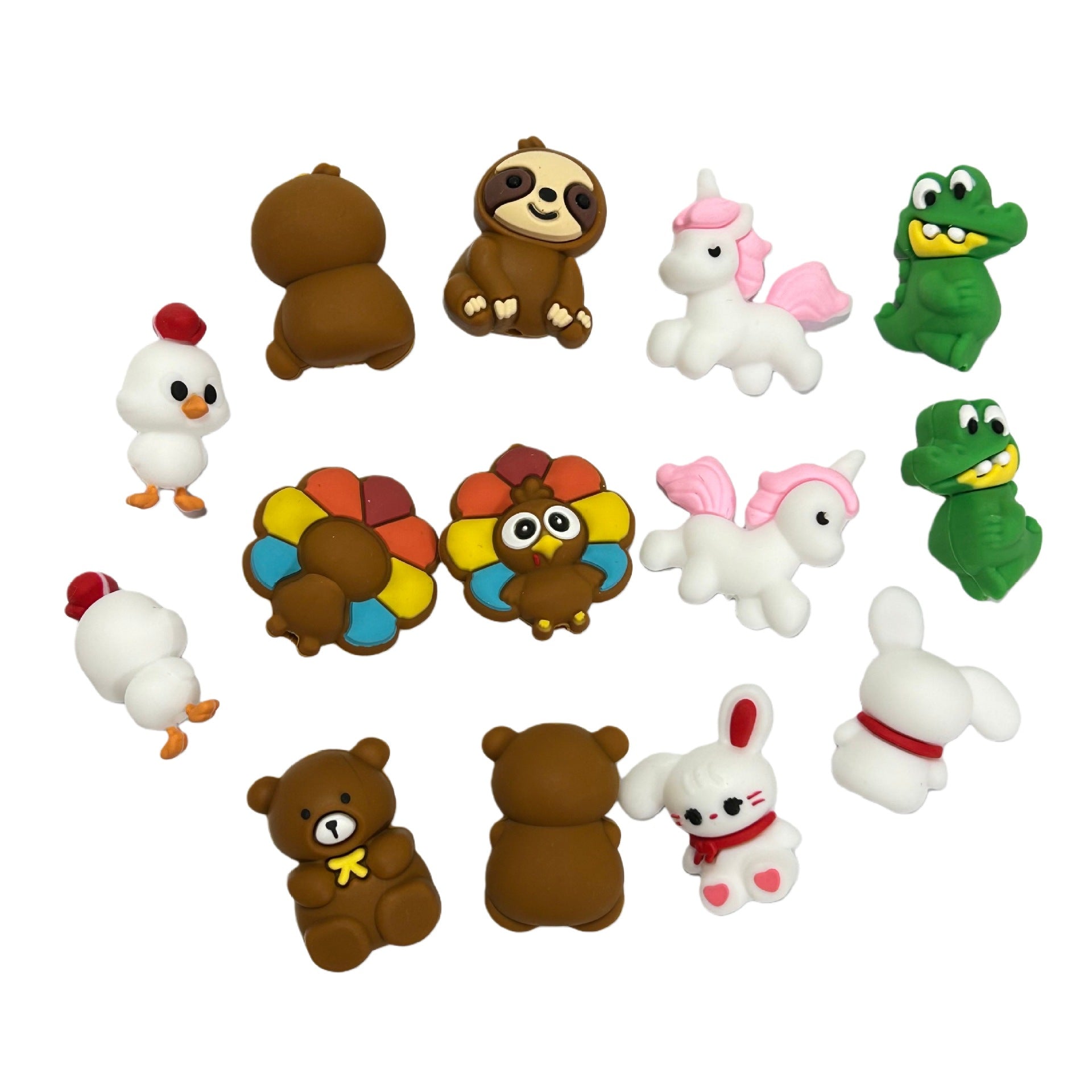 Silicone 3D Focal Beads Cartoon Animals Mixed Variety 20pcs 3