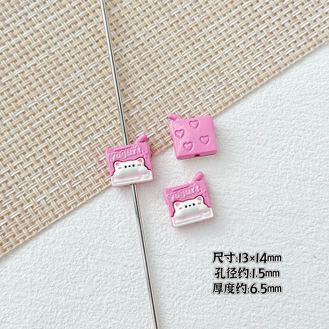 Painted Metal Beads 16mm Enamel Baking Phone & Yogurt Box 10pcs 18