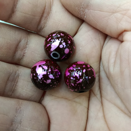 Dark Tone Spray Ink Acrylic Beads 16mm Glossy Splatter Pattern 100pcs 9