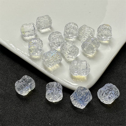 Electroplated Transparent Glass Beads 12mm Etched Rainbow Pattern 100pcs 7
