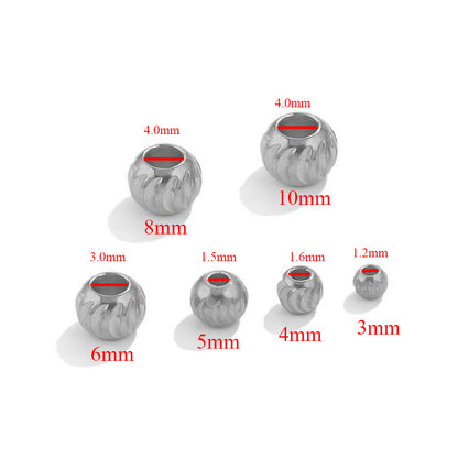 Stainless Steel Round Metal Beads 3-10mm Color Retaining Knife Grain 20pcs 6