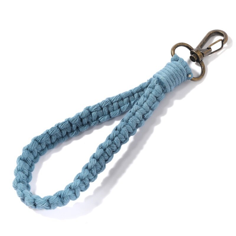 Woven Cotton Rope Wristlet Keychain Pastel Autumn Colors 12