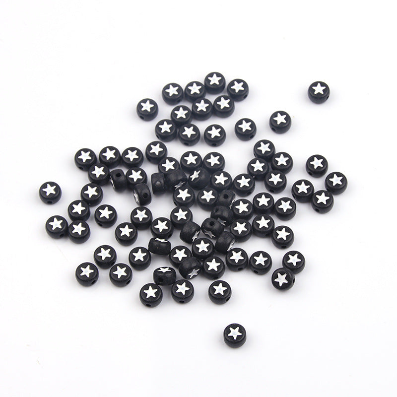 Colored Five-Pointed Flat Acrylic Beads 7mm Glossy Mixed 100pcs 10