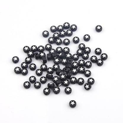 Colored Five-Pointed Flat Acrylic Beads 7mm Glossy Mixed 100pcs 10