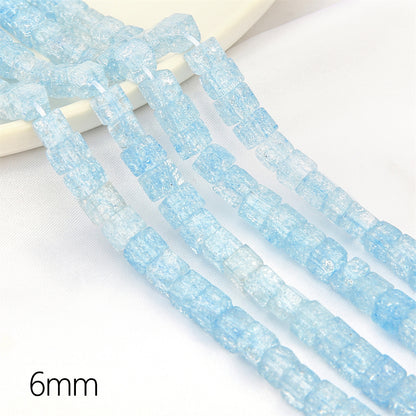 Crackle Square Glass Beads 6mm Multicolor Mixed 59pcs 8
