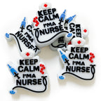 Silicone Focal Beads Nurse KEEP CALM I AM A NURSE Text and Medical Icons 20pcs 3