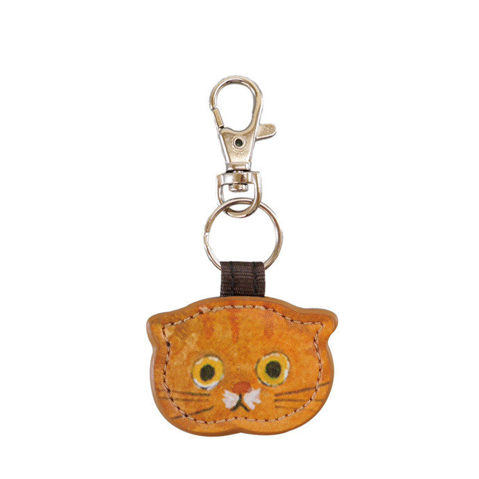Kawaii Cat Keychain PU Leather Cute Animal Design 2pcs 8cm 13