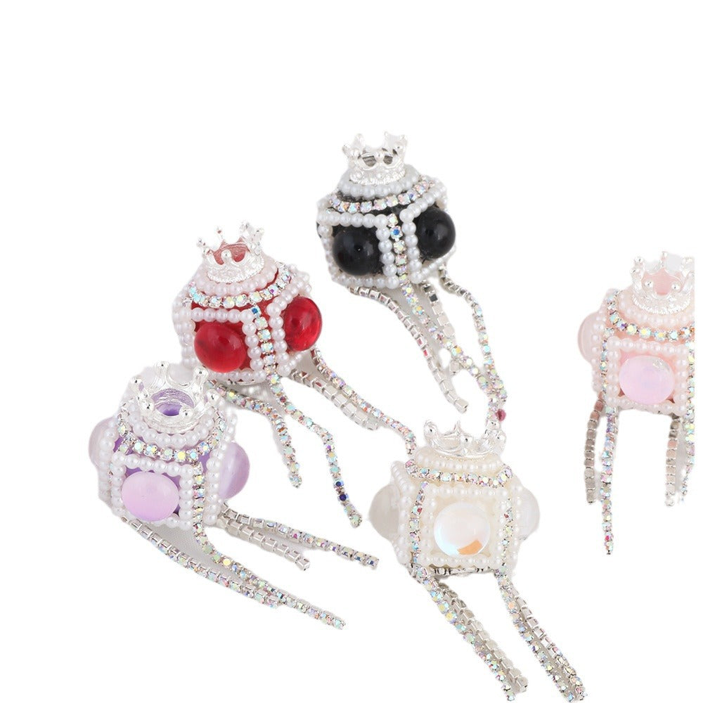 Polymer Clay Cube Rhinestone Beads 21mm Tassel Decorative 10pcs 5