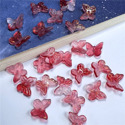 Czech Glass Beads Butterfly 11mm Translucent Purple Blue Pink 50pcs 20