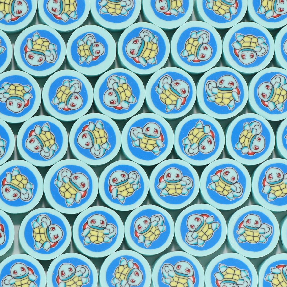 Flat Clay Beads 9mm Pokemon Series Colorful Character Faces 100pcs 9