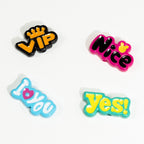 Plating Acrylic Flat Beads English Word Glossy Finish 10pcs 4