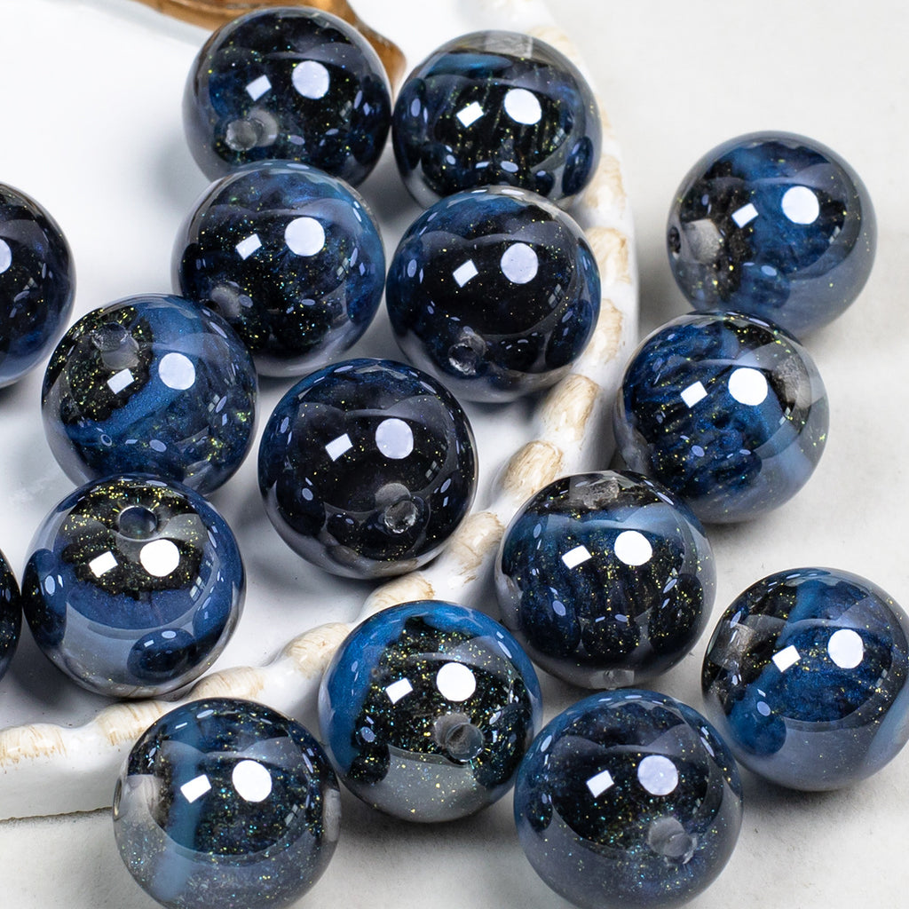 Smoky Ink Texture Resin Beads 16mm Round Gradient Mixed Colors 10pcs 4