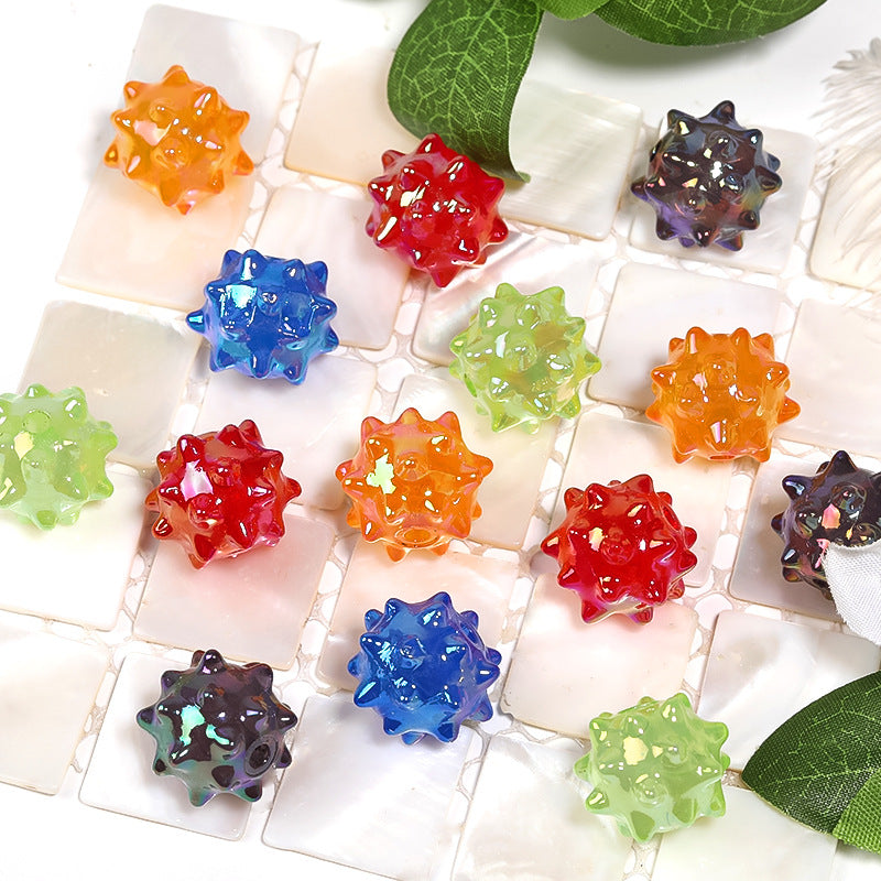 Plated Sea Urchin Acrylic Beads 18mm UV Colored Glossy 50pcs 4